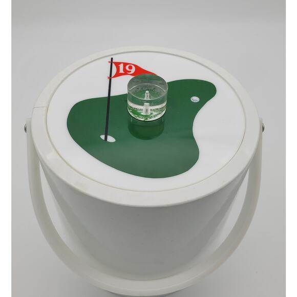 Vintage Morgan 9" Vinyl Bucket Brigade 19th Golf Hole Ice Bucket w/ Handle USA - Picture 3 of 16